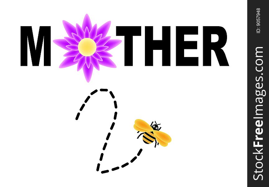 Illustrated sign of mother to be on white