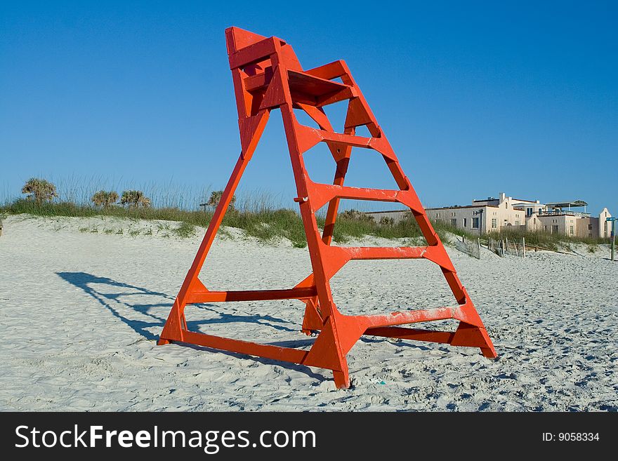 Life Guard Chair at the Beach with Blue Sky