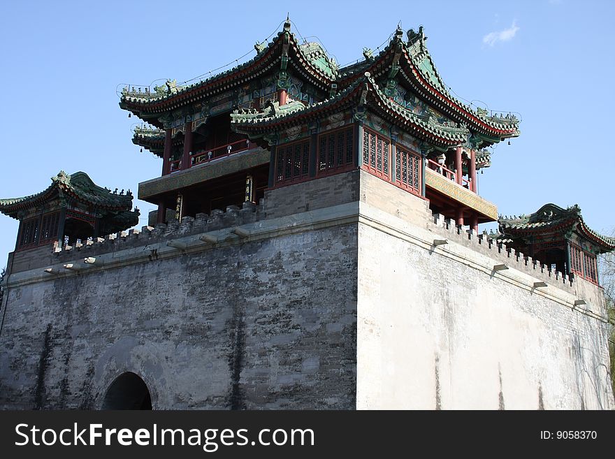 A traditional style castle in the Summer Palace in beijing ,China. A traditional style castle in the Summer Palace in beijing ,China