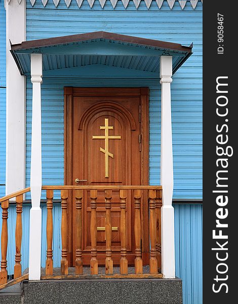 Wooden door  of orthodox russian church