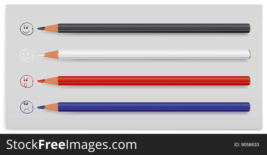 Four colour pencils