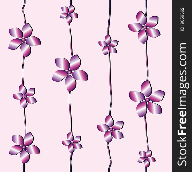 Color illustration of a floral pattern on a pink background
