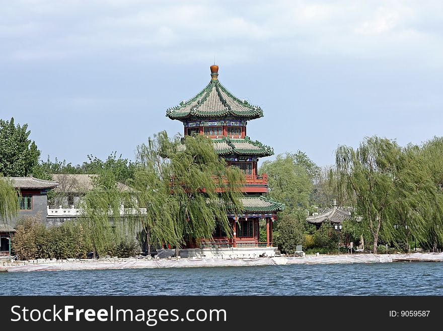 Ancient pavilion beside of Houhai Lake