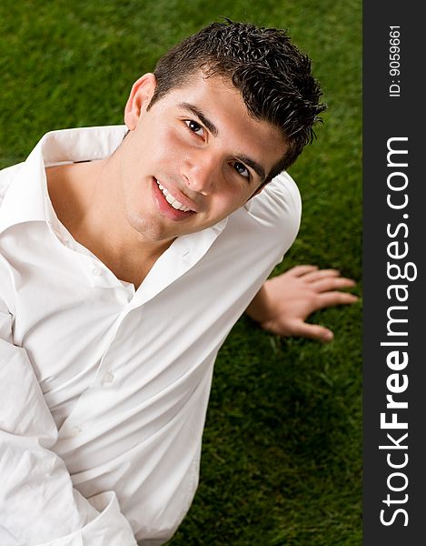 Young man on grass