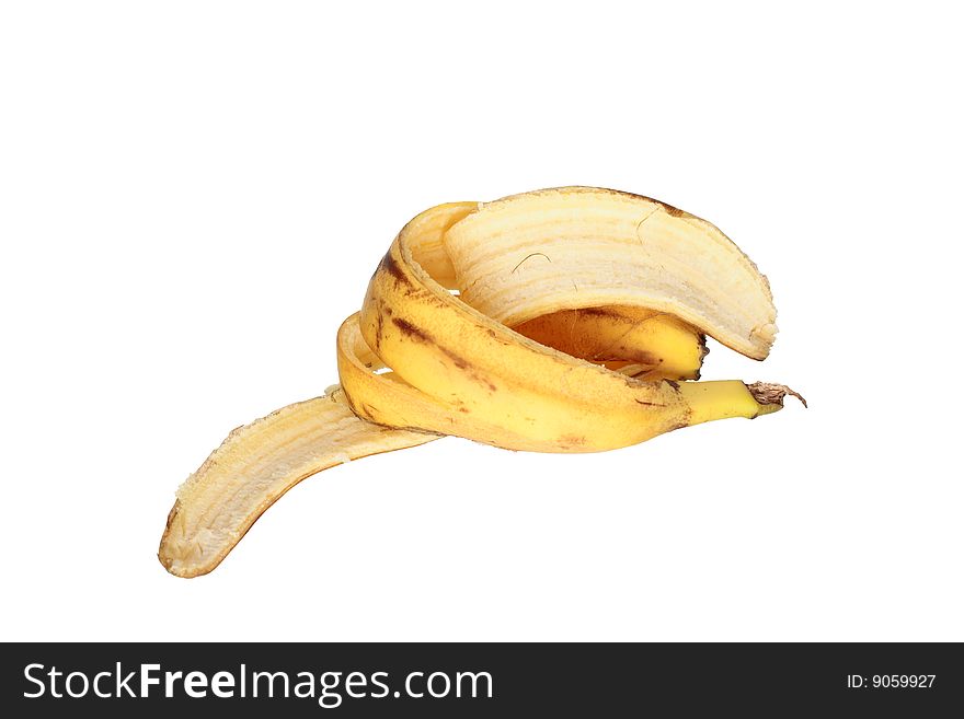 Banana peel isolated on white background with clipping path