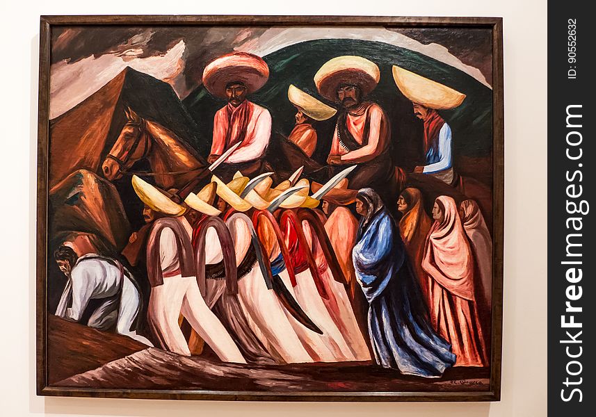 José Clemente Orozco Mexican, 1883-1949 i&gt;Zapatistas, 1931 Oil on canvas From the curation card: The slain revolutionary leader Emiliano Zapata &#x28;1879-1919&#x29; figures prominently in the work of Mexican artists of the 1920s and 1930s. In this painting Orozco depicts a somber moment in the Mexican Revolution,as Zapatistas -- Zapata&#x27;s peasant followers -- march to their deaths. &quot;I don&#x27;t trust revolutions or glorify them, as I witnessed too much butchery,&quot; Orozco later remarked, referring to his experience in the Revolution. His trademark palatte, dominated by blacks and earthy reds, underscores the violent nature of the subject matter and echoes the colors in the political caricatures he made for revolutionary journals early in his career. Museum of Modern Art in New York City en.wikipedia.org/wiki/Jos%C3%A9_Clemente_Orozco