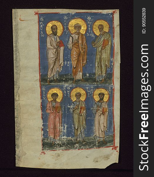 The Four Evangelists And Two Apostles, The Four Evangelists And The Two Chief Apostles, Walters Manuscript W.530.C, Fol. 211r