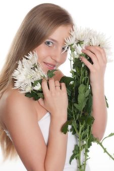 Girl With White Flowers Stock Images Girl With White Flowers Stock Images