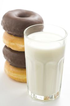 Breakfast Glass Of Chocolate Milk And Donut Stock Image Breakfast Glass Of Chocolate Milk And Donut Stock Image