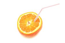 Tangerine With Straw. Stock Images Tangerine With Straw. Stock Images
