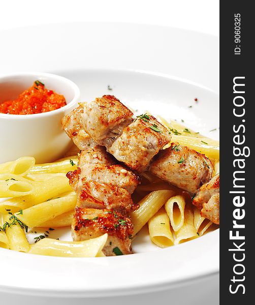 Hot Meat Dish - Grilled Pork with Pasta Penne