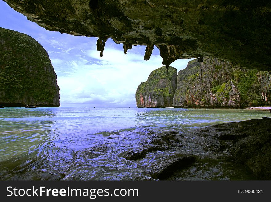 Cave on the island of Pkhi-pkhi in thailand