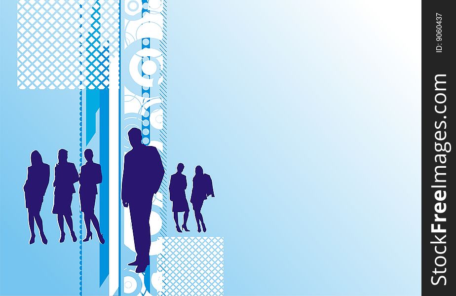 Silhouettes of businessmen at an abstract blue background. Silhouettes of businessmen at an abstract blue background