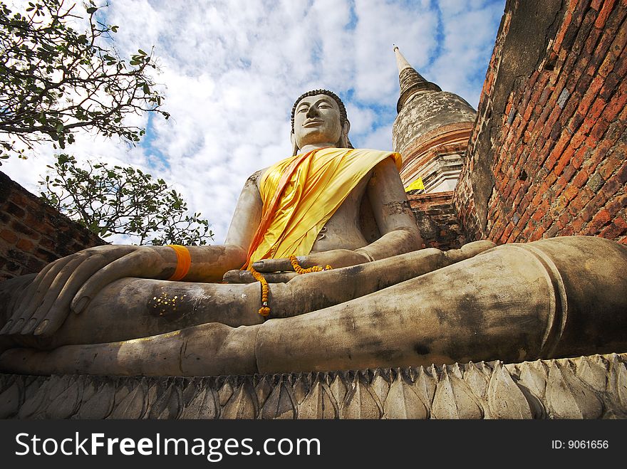 Monuments of Buddha at Wat Yai Chai MongKhon,Ayuthaya Thailand