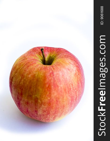 Red single apple on white background