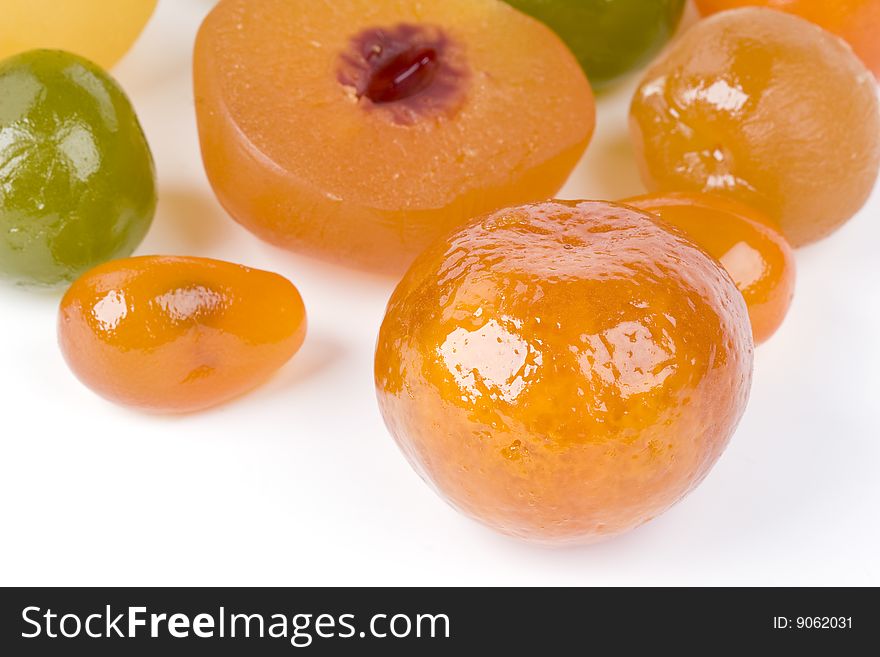 Close up of Coloured candied fruits