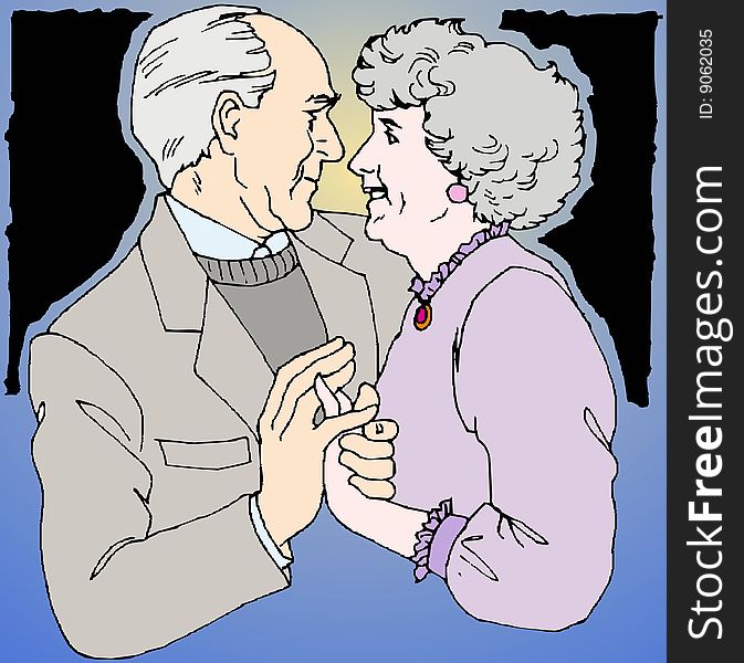 Illustration of an elderly couple in love. Illustration of an elderly couple in love