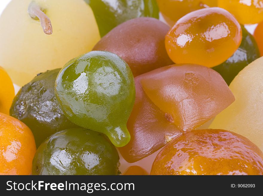 Coloured candied fruits