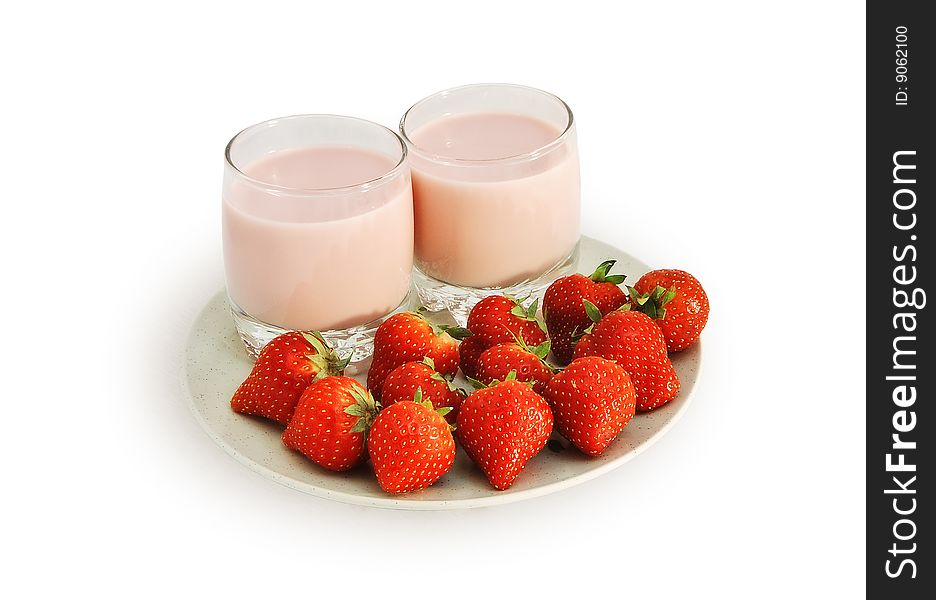 Strawberry cream isolated over white background