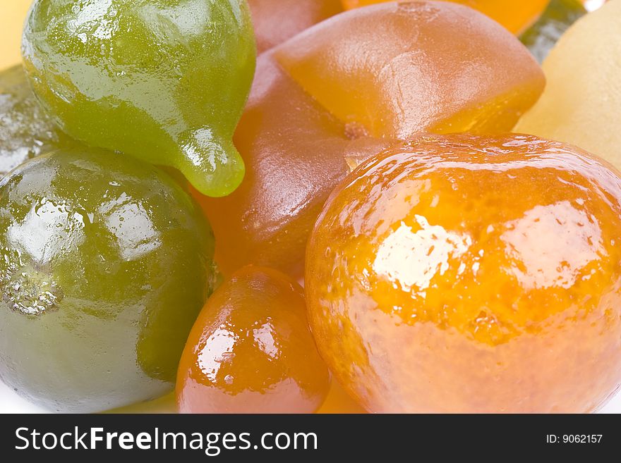 Close up of Coloured candied fruits