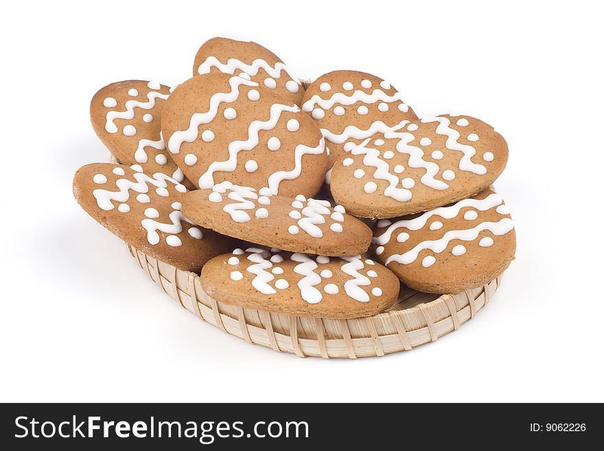 Gingerbread cookies on a white background