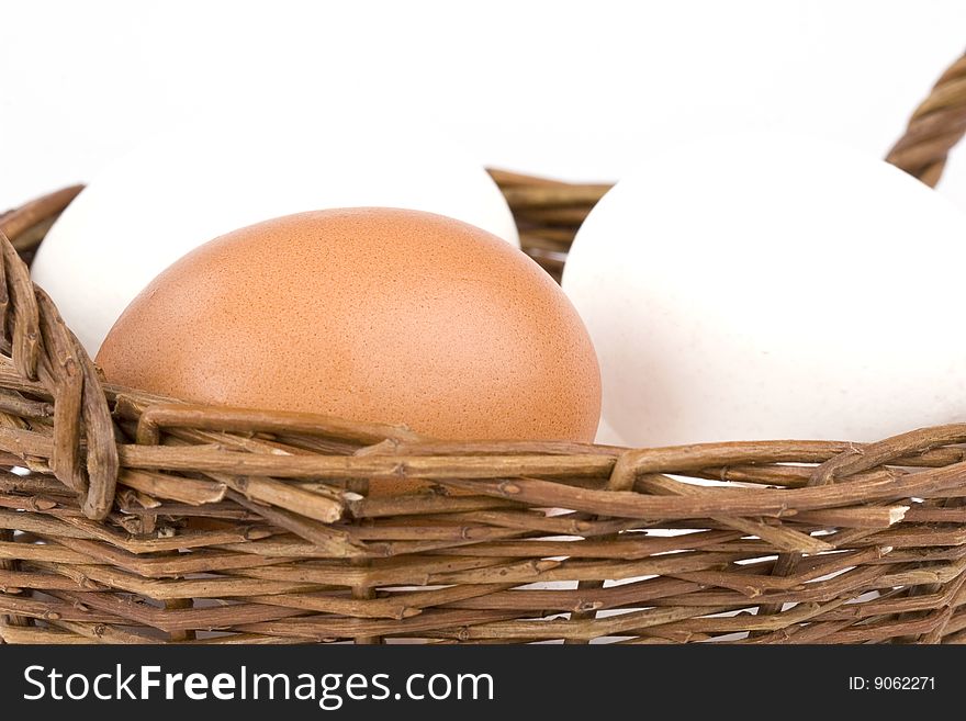 Close up of Eggs in a basket