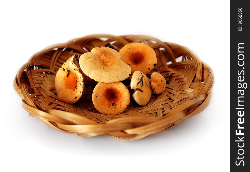 Mushrooms in a wicker plate