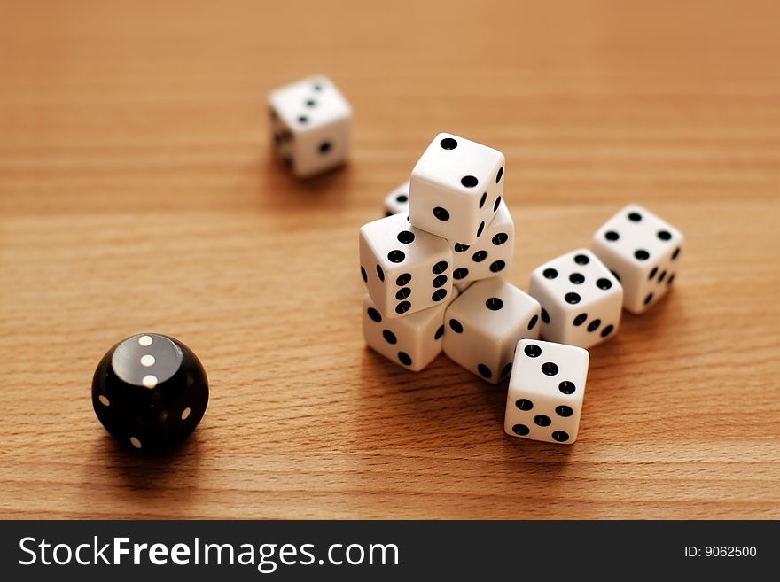 Many dice on a table