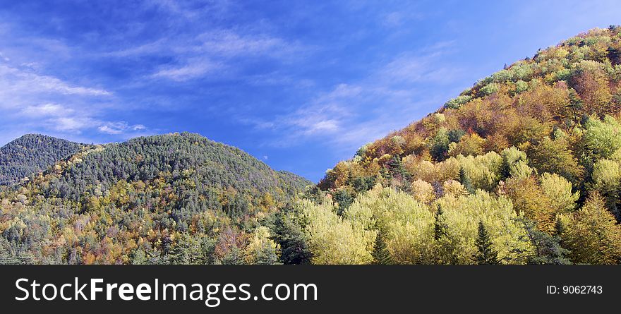 Autumnal hills in the valley of Vio, Huesca, Pyrenees, Spain. Autumnal hills in the valley of Vio, Huesca, Pyrenees, Spain