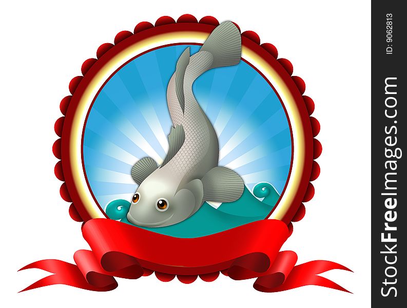Goby fish illustration label artwork