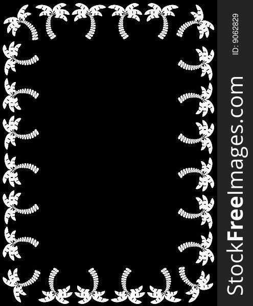 Illustration of white palm trees framing a black background. Illustration of white palm trees framing a black background.