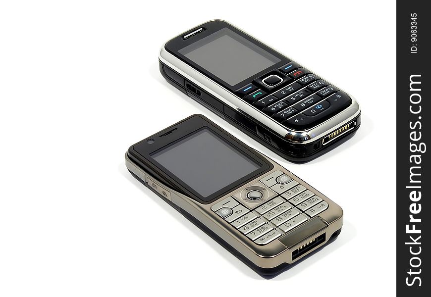 Two new mobile phone based on the parallel isolation on a white background