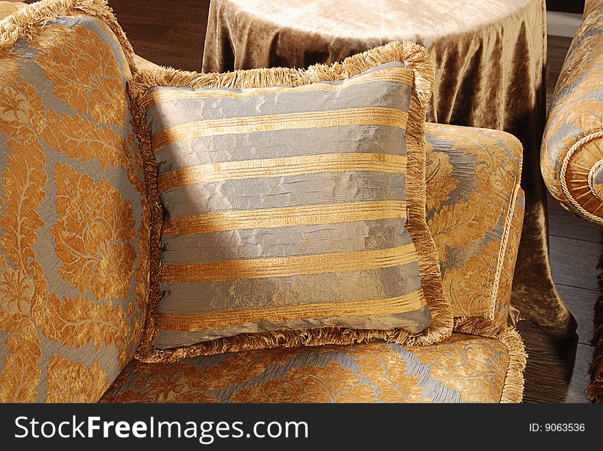 Color luxury decorative cushion on sofa. Color luxury decorative cushion on sofa