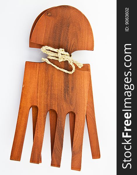 Set of retro mahogany salad forks