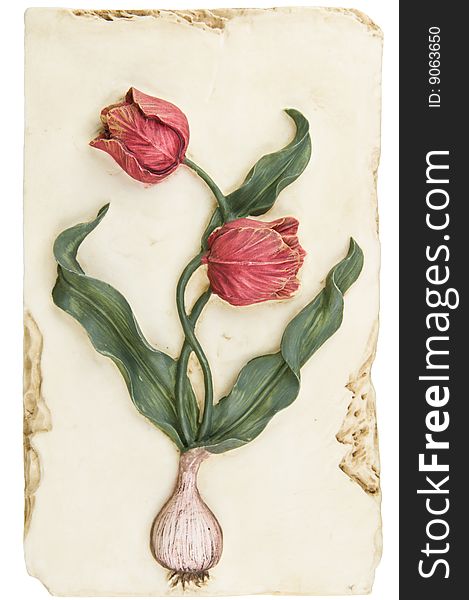 Vintage painted ceramic home decoration in form of tulip