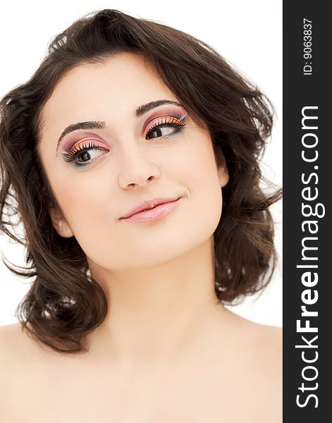 Portrait of a fresh looking woman with colorful makeup. Portrait of a fresh looking woman with colorful makeup