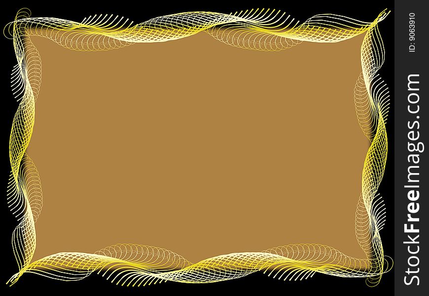 Golden motif over black and brown border. Golden motif over black and brown border