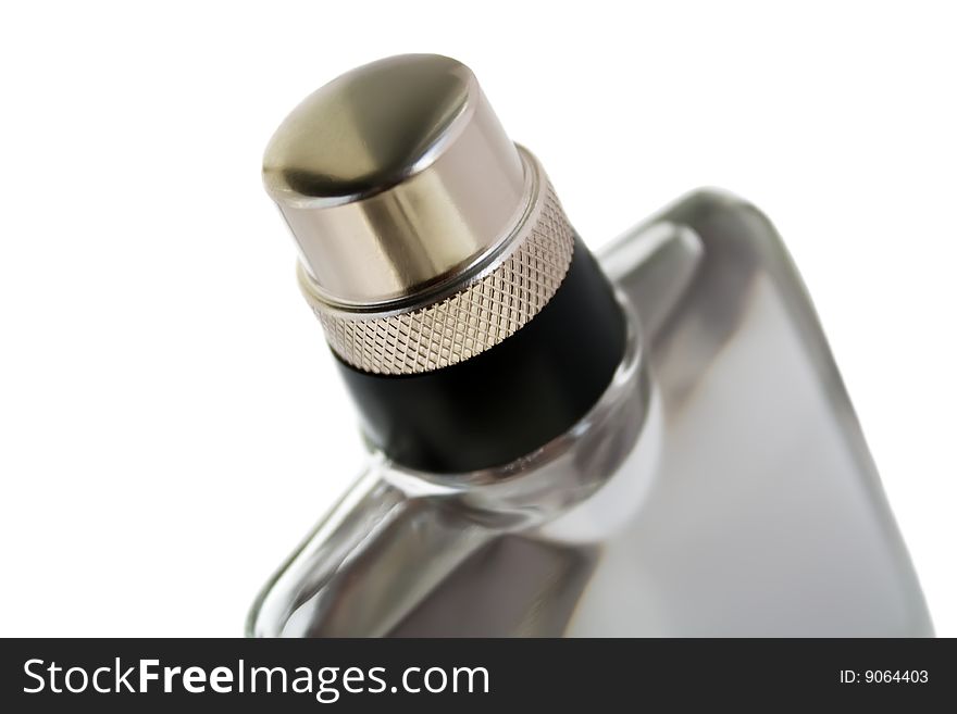 Bottle of perfume over white background