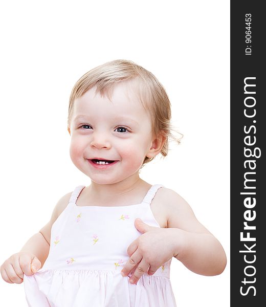 Portrait of a happy little girl - isolated on white