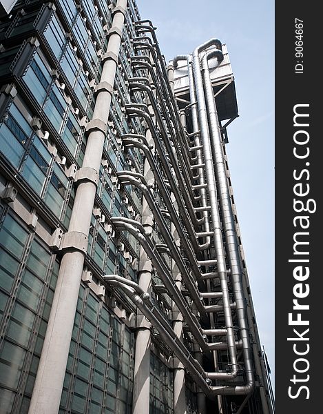 Photograph of a futuristic looking office building taken in central london. Photograph of a futuristic looking office building taken in central london.