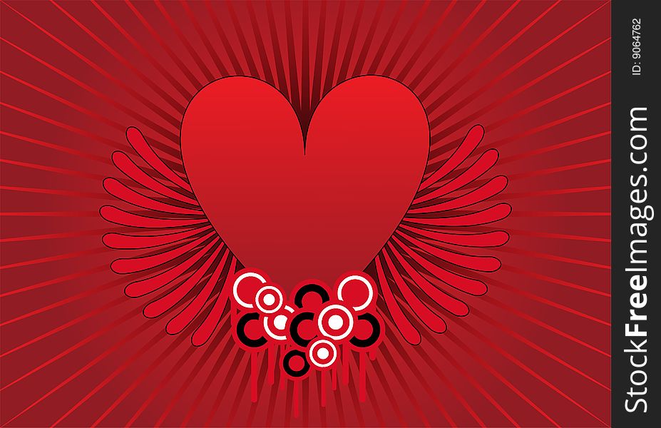 Abstract heart design with rays