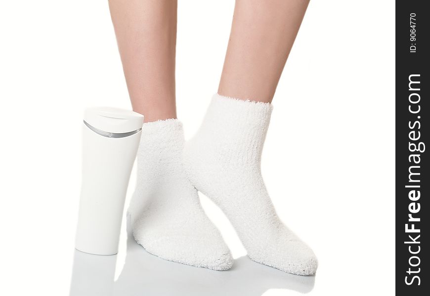 Advertising Of Socks And Perfumery In White Color