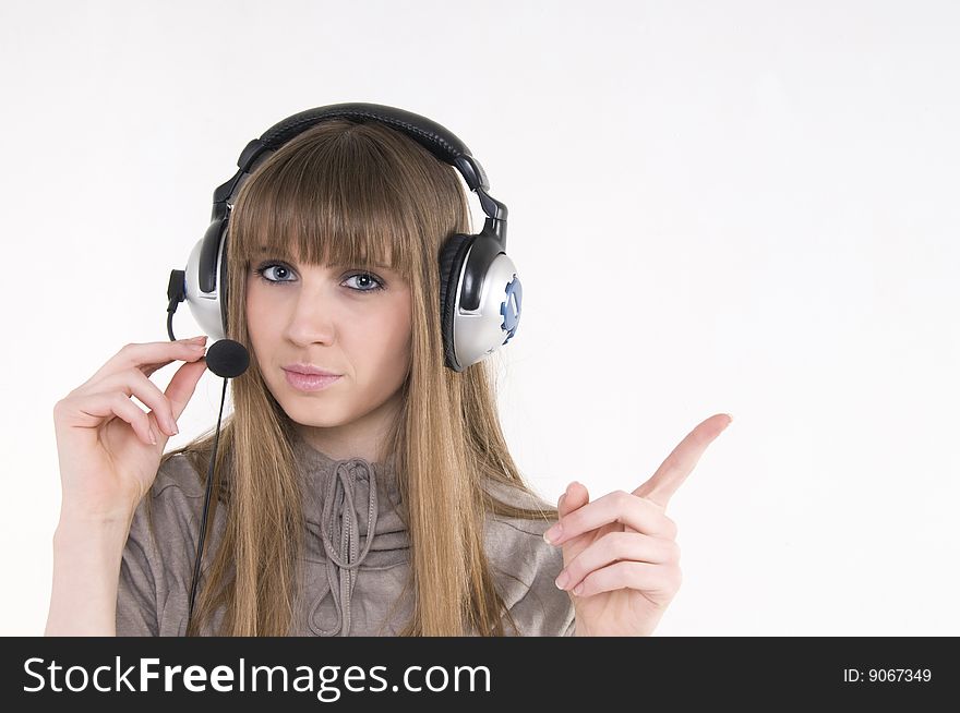 Pretty female model with headphones