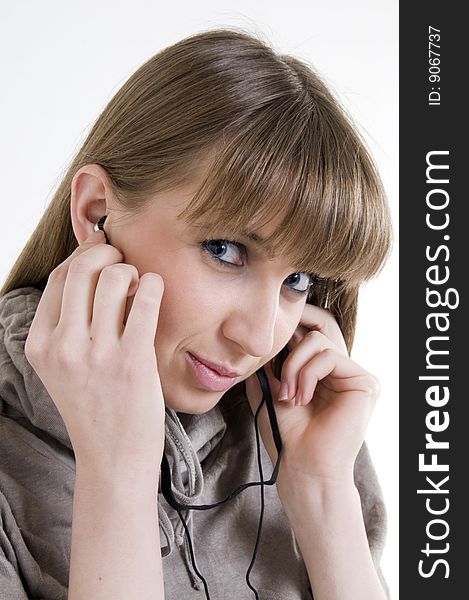 Female Model With Headphones