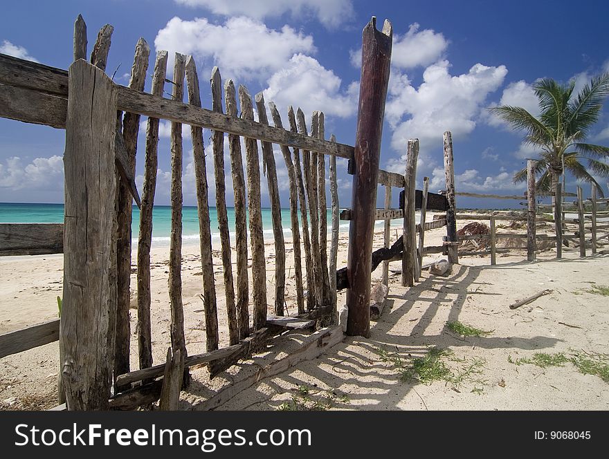 Fence On Cozumel Beach