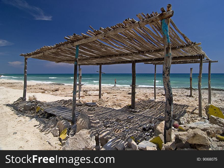 Shelter on beach, Cozumel