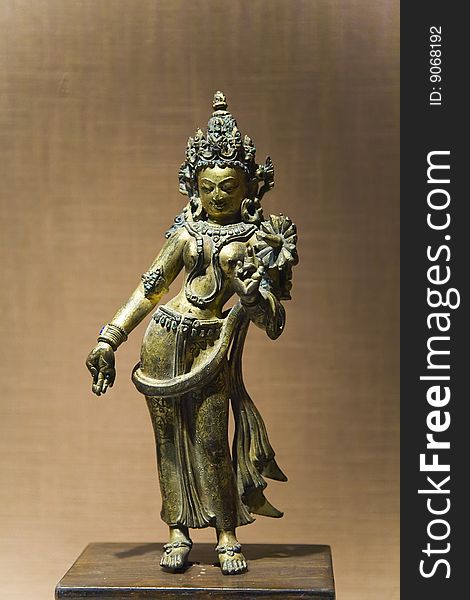 Golden copper buddha statue from china.