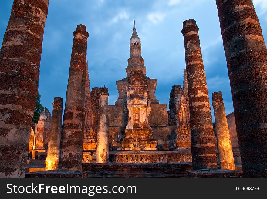 Twilight At Sukhothai Historical Park, Thailand