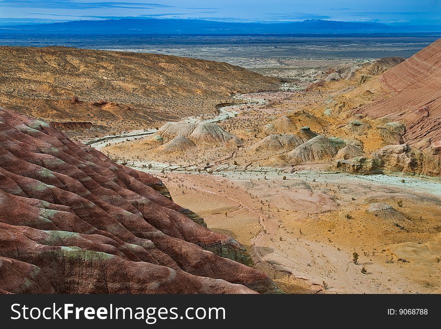 Red and yellow desert mountain