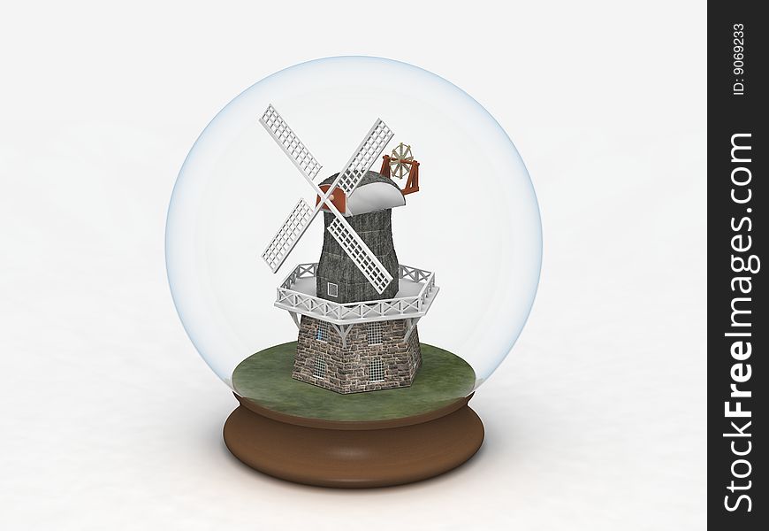 Windmill In A Glass Globe